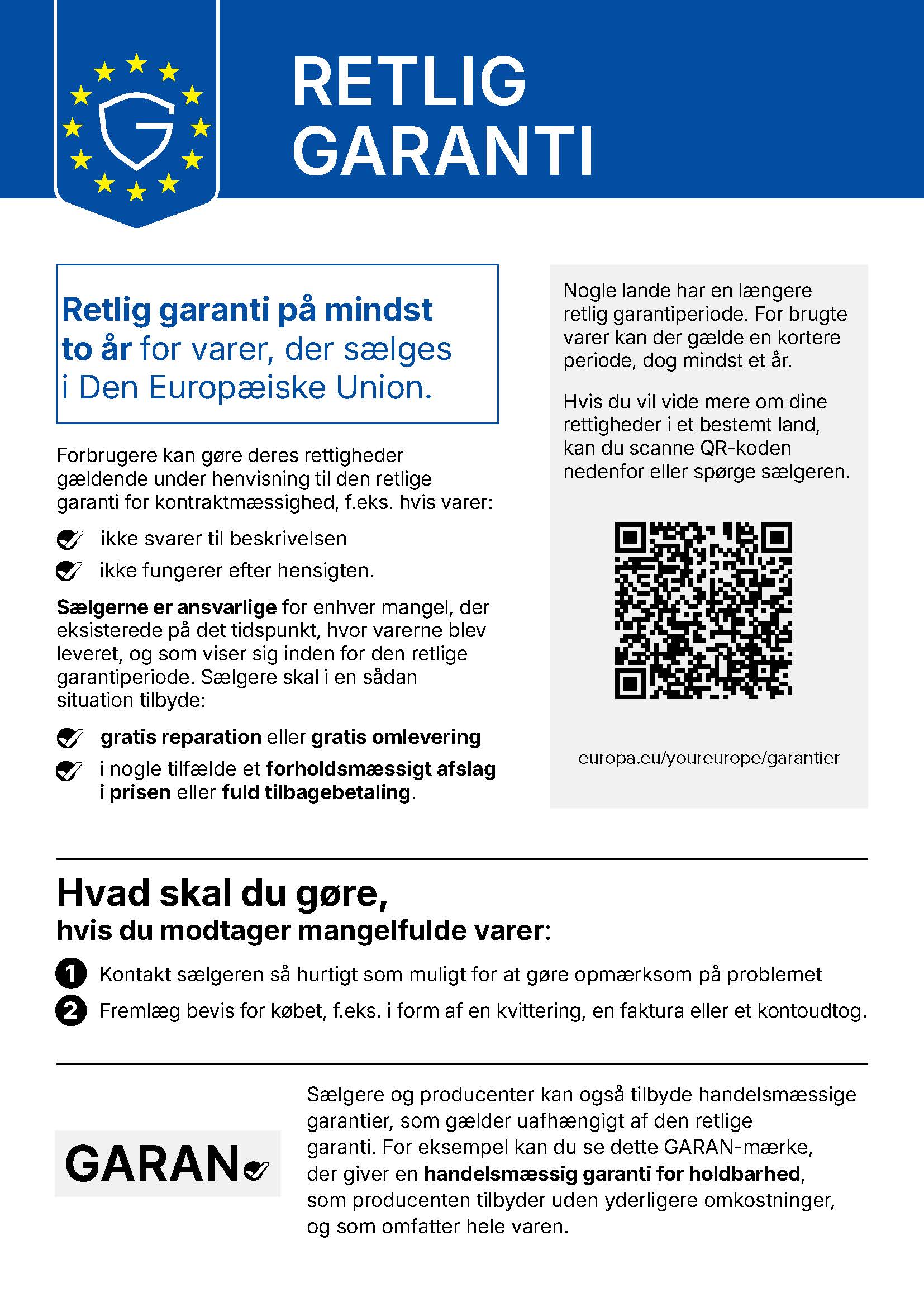EU-meddelelse om 2 års reklamationsret